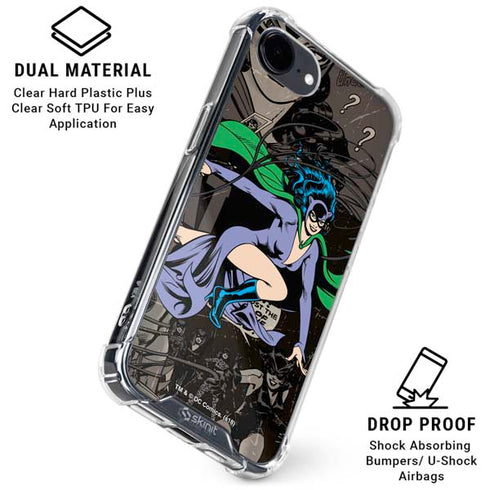 DC Comics Catwoman Vintage Action Pose Pattern iPhone 16e Clear Case